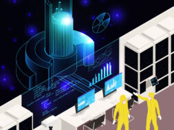 Digital Twin Technology Isometric Composition