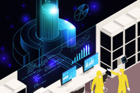 Digital Twin Technology Isometric Composition