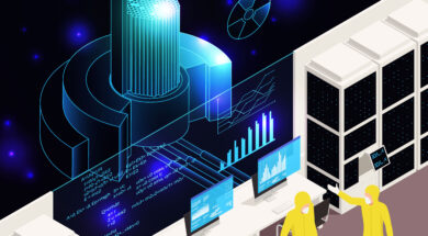 Digital Twin Technology Isometric Composition