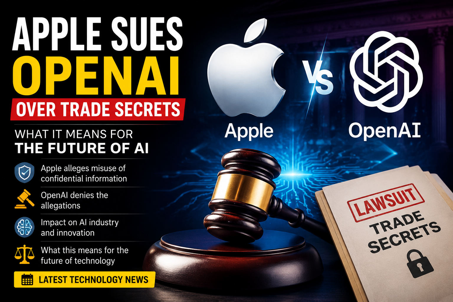 Apple sues OpenAI over alleged trade secret theft in one of the biggest AI legal battles of 2026.
