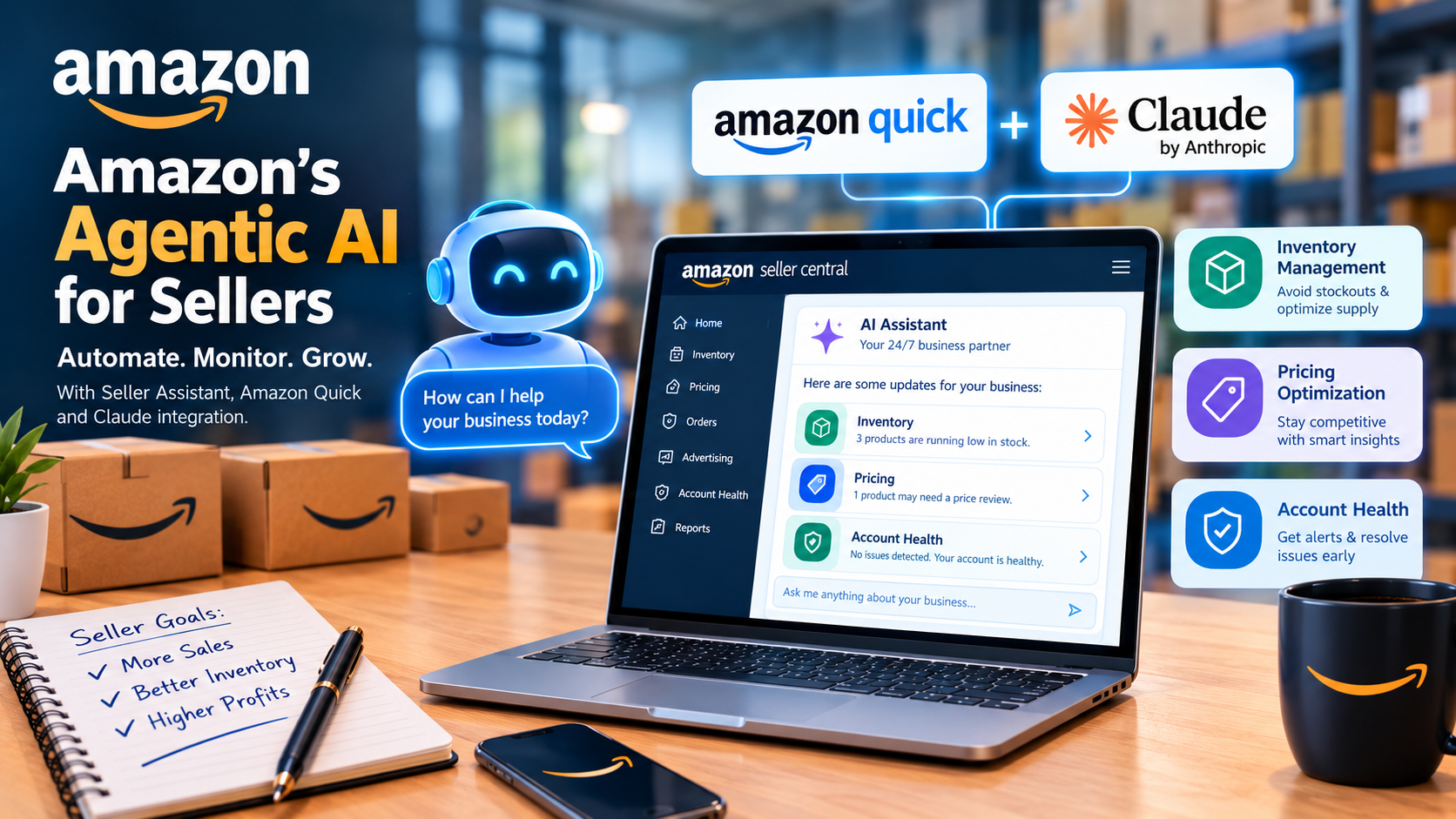 Amazon Seller Assistant Adds 24/7 Workflows and a New Plugin for Amazon Quick and Claude
