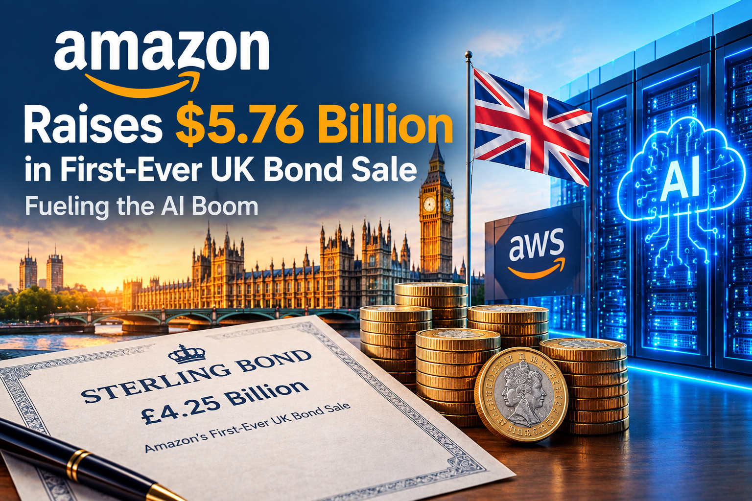 Amazon raises $5.76 billion through its first-ever UK sterling bond sale to fund AI infrastructure