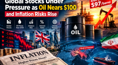 Global Stocks Under Pressure as Oil Nears $100