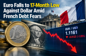 Euro Falls to 17-Month Low Amid French Debt Fears